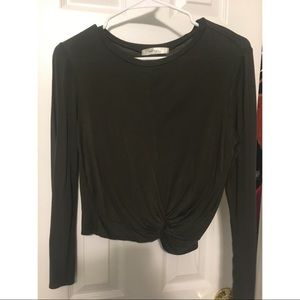 Ark Olive Green twist front crop top